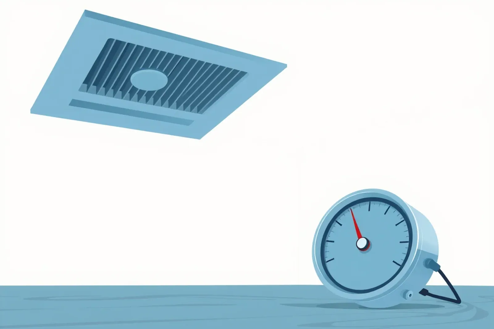 mätinstrument vid en OVK-besiktning av ett ventilationsdon