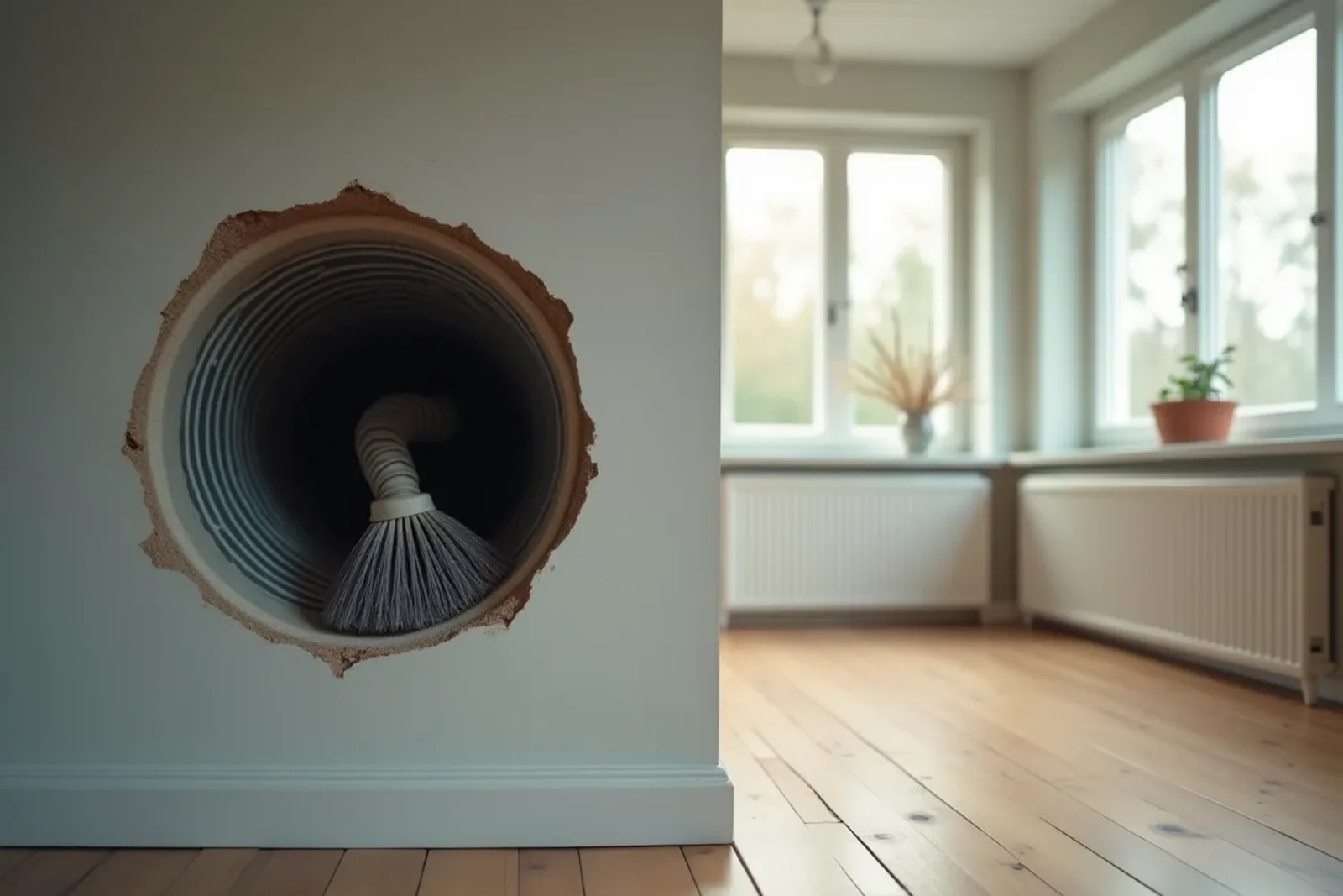rengöring av ventilationskanaler med borste
