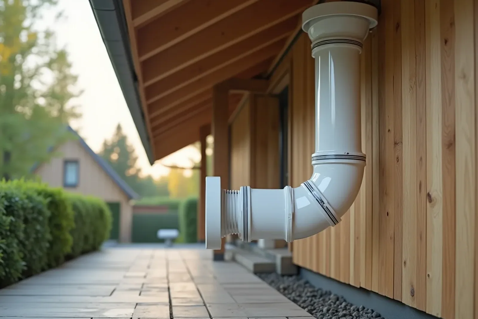 radonsug och rörsystem för radonsanering i en villas krypgrund
